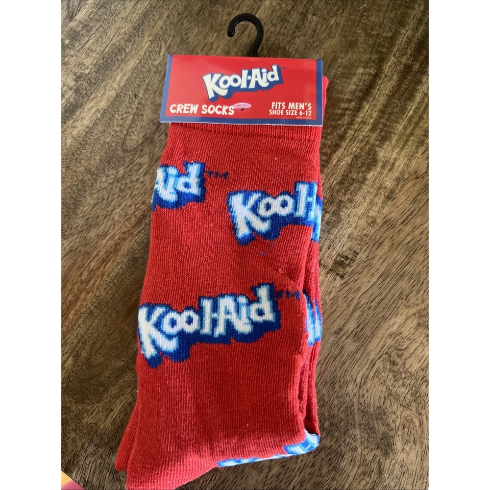 Kool Aid Crew Socks Mens Novelty Funny by Odd Sox Red‎ Unisex OS Shoe Size 6-12